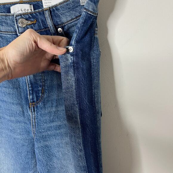 Loft Women's The Straight Jeans 26/2 High Rise 2 Tone Med Wash Denim Relaxed Mom - Picture 5 of 12